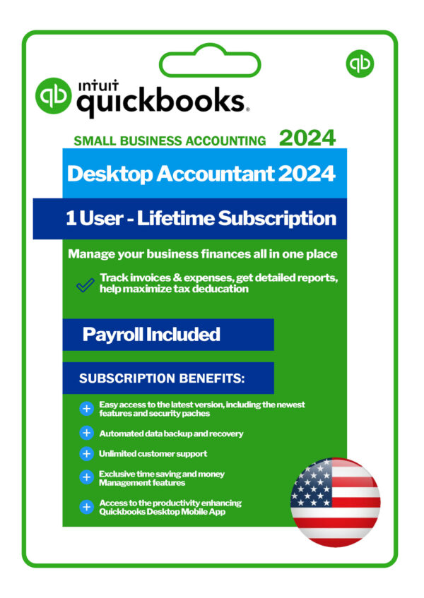QuickBooks Desktop Accountant 2024 – USA Version | Lifetime Subscription | 1 User | Payroll Included